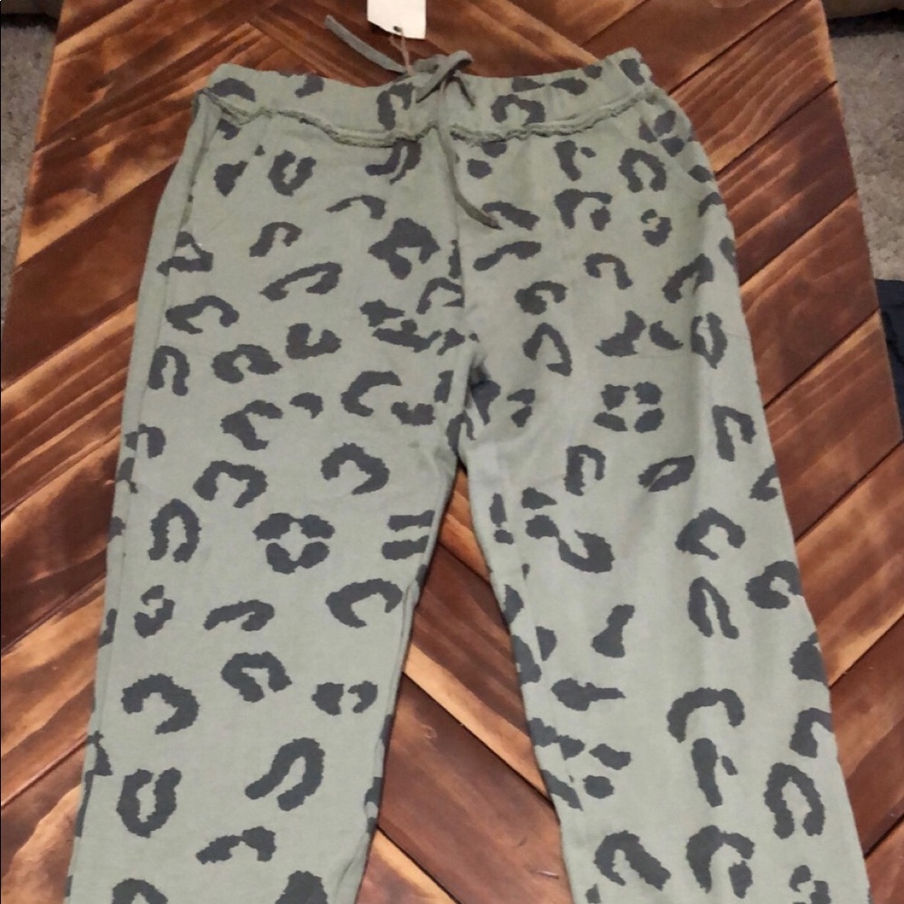 Olive leopard joggers